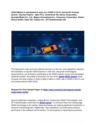 adas market is anticipated to reach at a cagr
