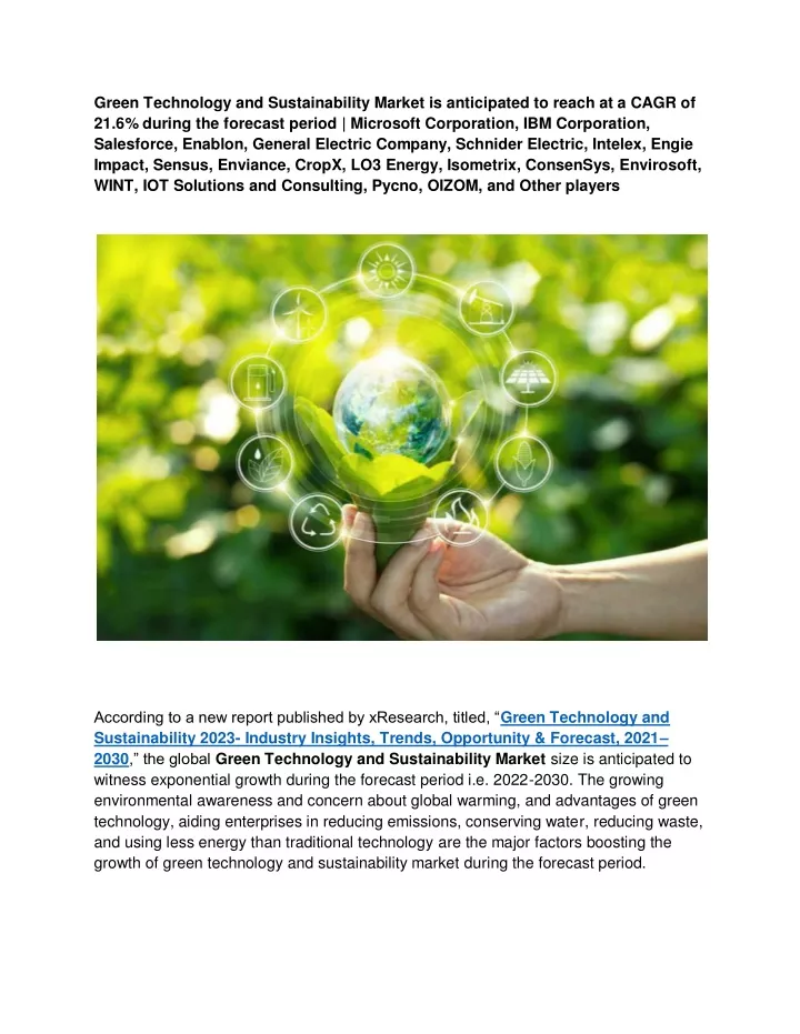 green technology and sustainability market