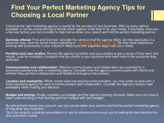 Find Your Perfect Marketing Agency Tips for Choosing a Local Partner