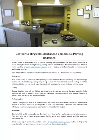 Contour Coatings Residential And Commercial Painting Redefined