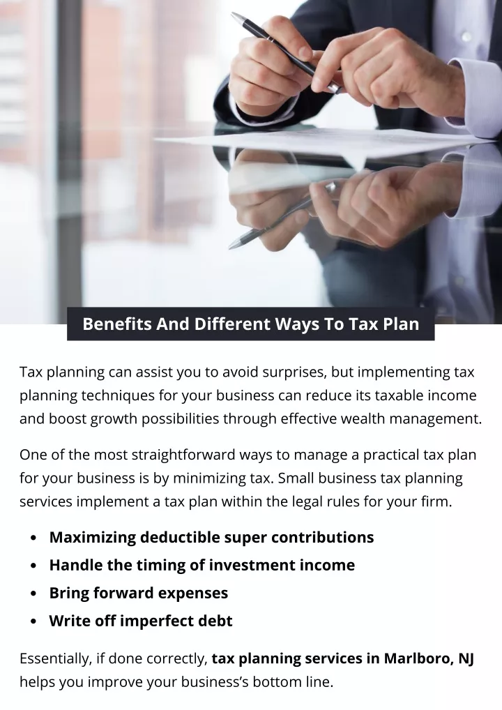 benefits and different ways to tax plan