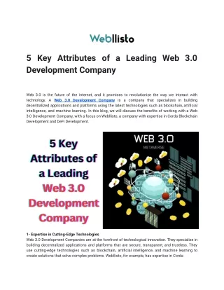 5 key attributes of a leading web 3 0 development