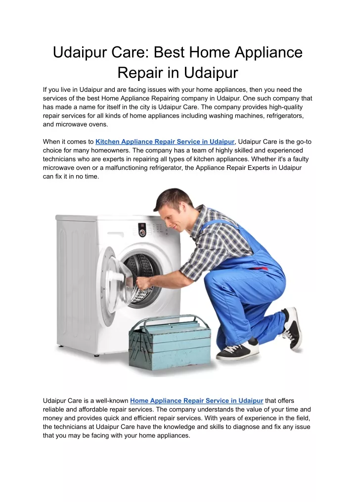 udaipur care best home appliance repair in udaipur