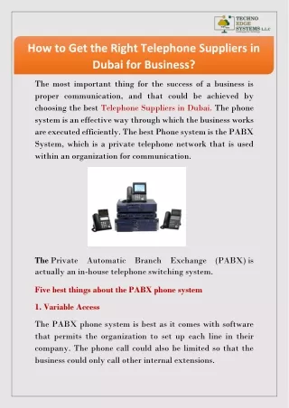 How to Get the Right Telephone Suppliers in Dubai for Business?