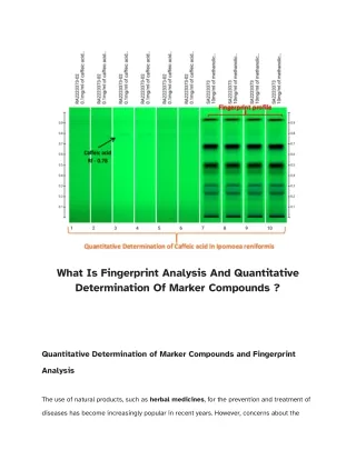 What Is Fingerprint Analysis And Quantitative Determination Of Marker Compounds _