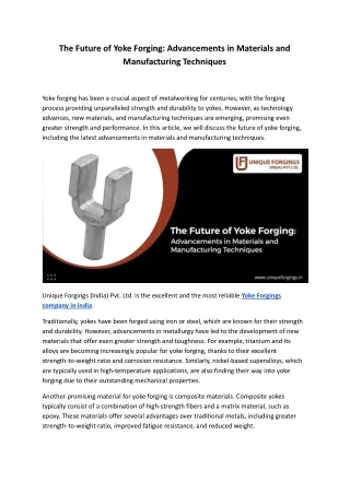 the future of yoke forging advancements