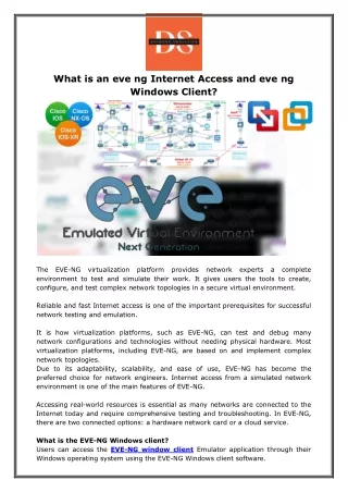 What is an eve ng Internet Access and eve ng Windows Client