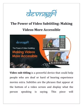 the power of video subtitling making