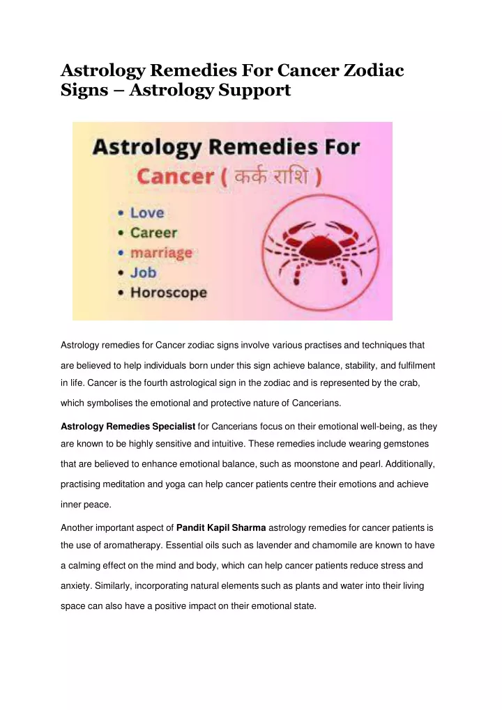 astrology remedies for cancer zodiac signs