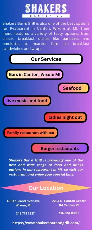 Restaurant in Canton, Wixom at MI