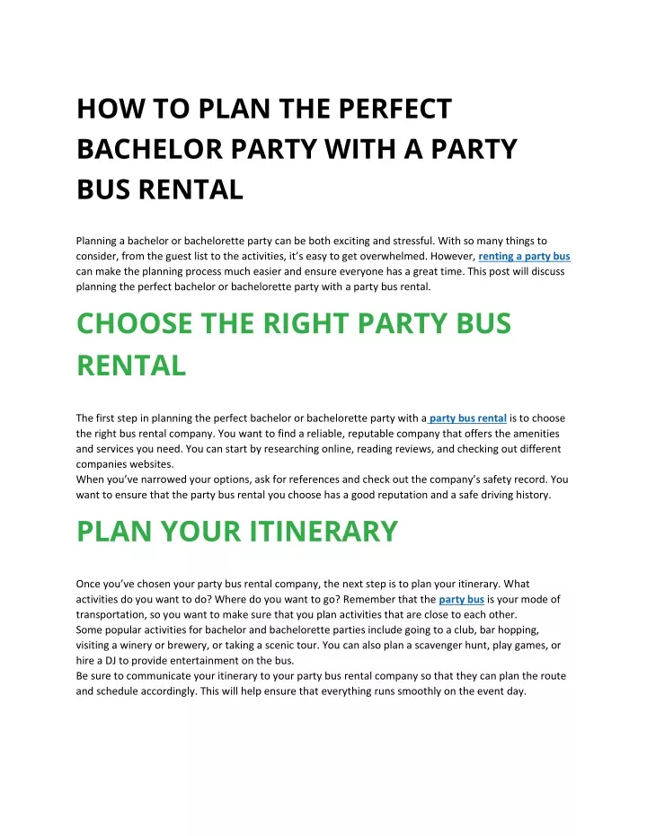 PPT HOW TO PLAN THE PERFECT BACHELOR PARTY WITH A PARTY BUS RENTAL   How To Plan The Perfect Bachelor Party With N 