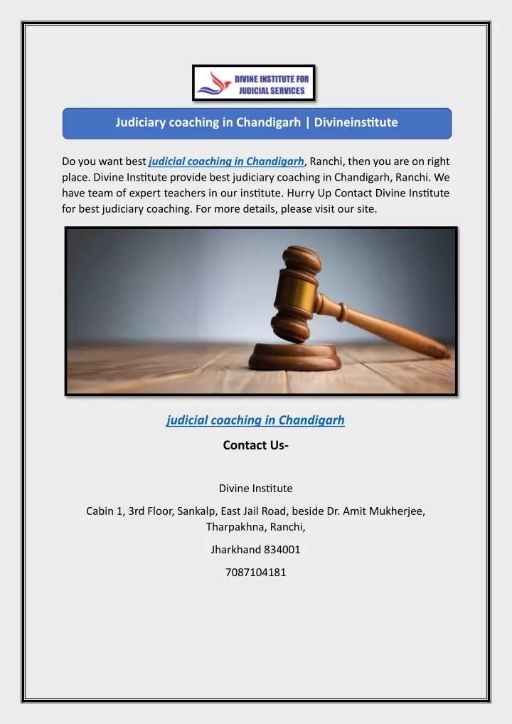 judiciary coaching in chandigarh divineinstitute