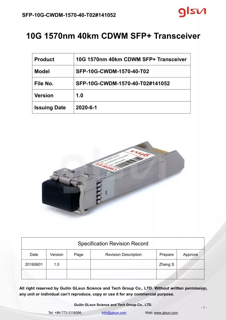 sfp 10g cwdm 1570 40 t02 141052