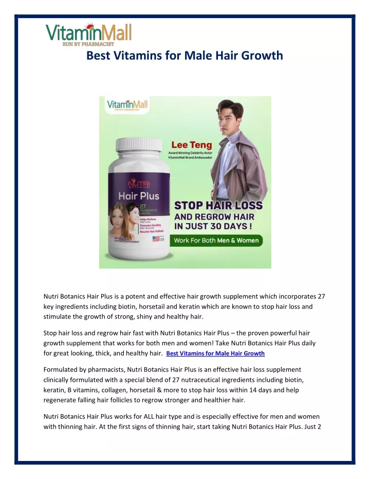 best vitamins for male hair growth