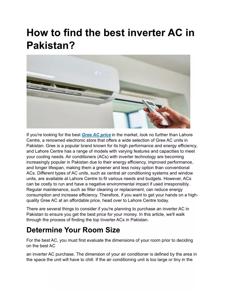 how to find the best inverter ac in pakistan