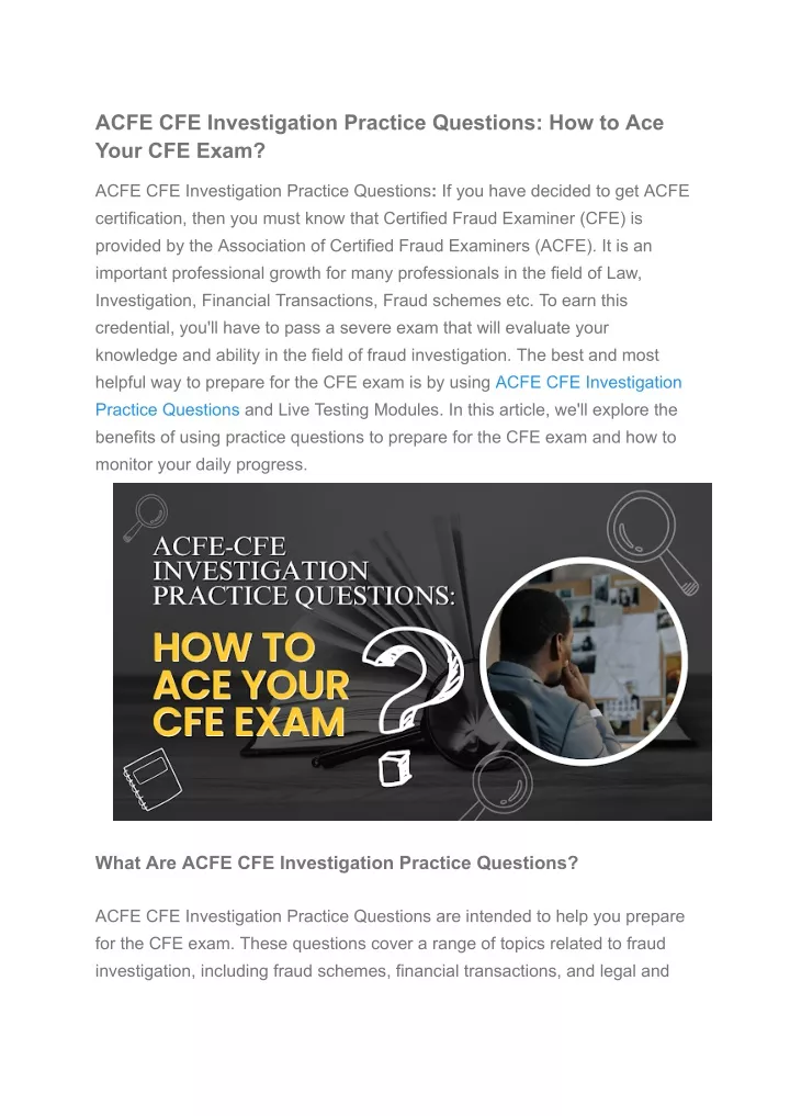acfe cfe investigation practice questions