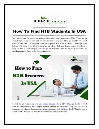 How to Find H1b Students In USA