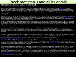 check mot status and all its details