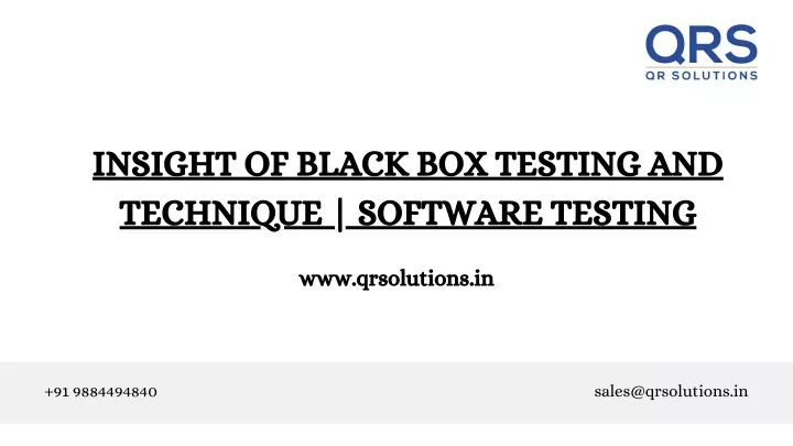 insight of black box testing and technique
