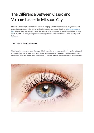 The Difference Between Classic and Volume lashes in Missouri City