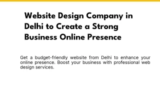 Website Design Company Delhi to Create a Strong Online Presence