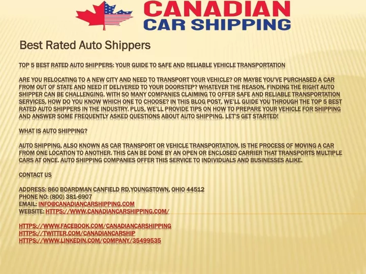 best rated auto shippers