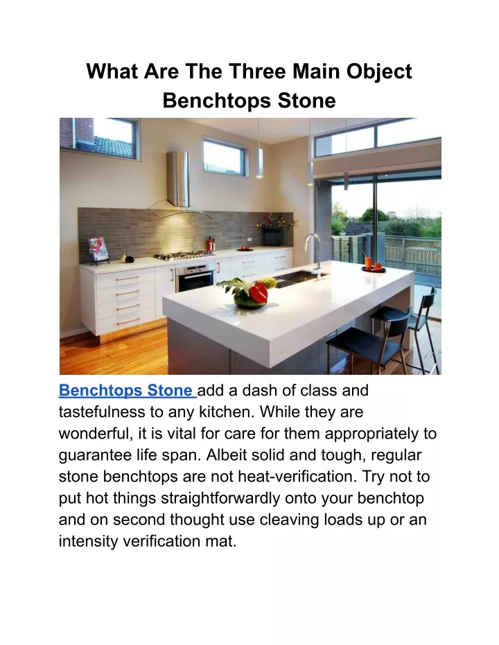 what are the three main object benchtops stone