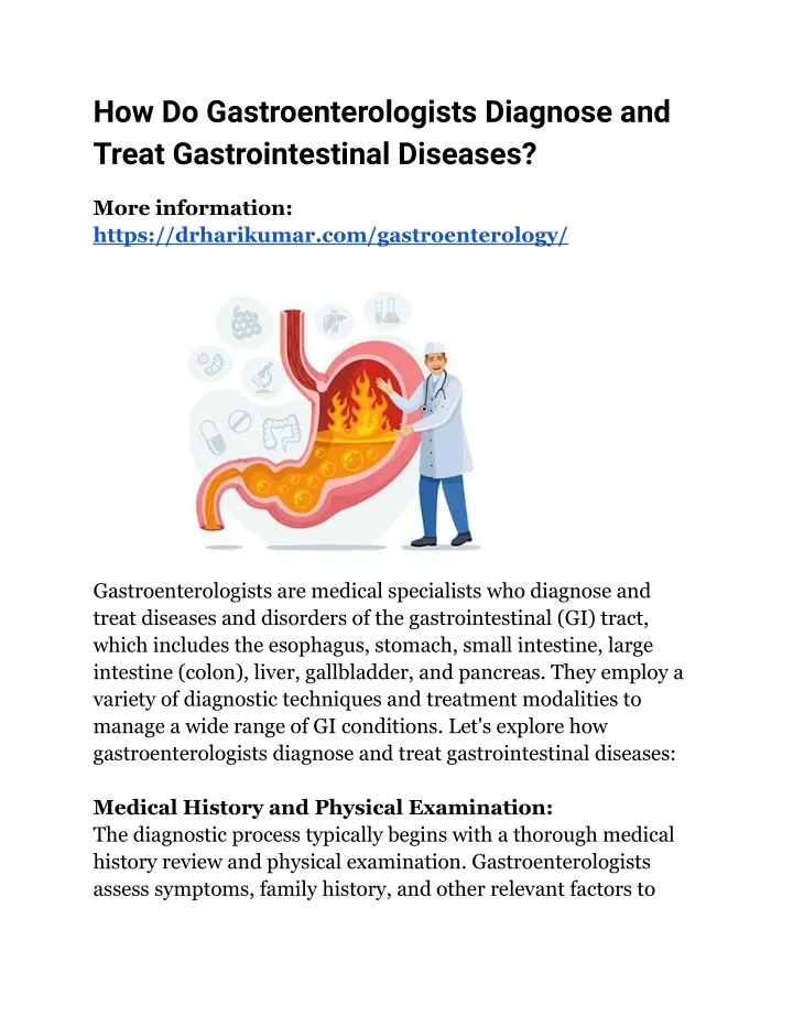 how do gastroenterologists diagnose and treat