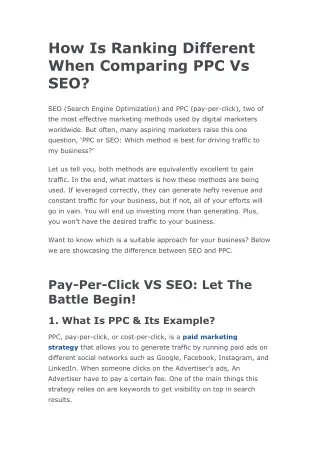 how is ranking different when comparing ppc vs seo