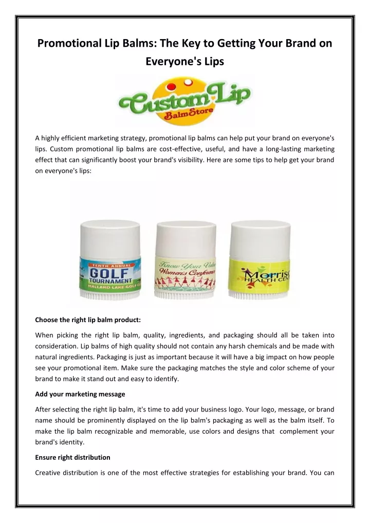 promotional lip balms the key to getting your