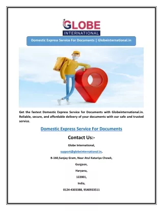 Domestic Express Service For Documents | Globeinternational.in