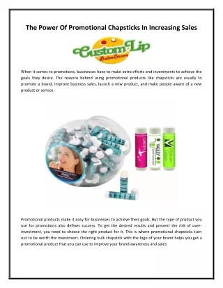 The Power Of Promotional Chapsticks In Increasing Sales