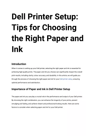 dell printer setup tips for choosing the right