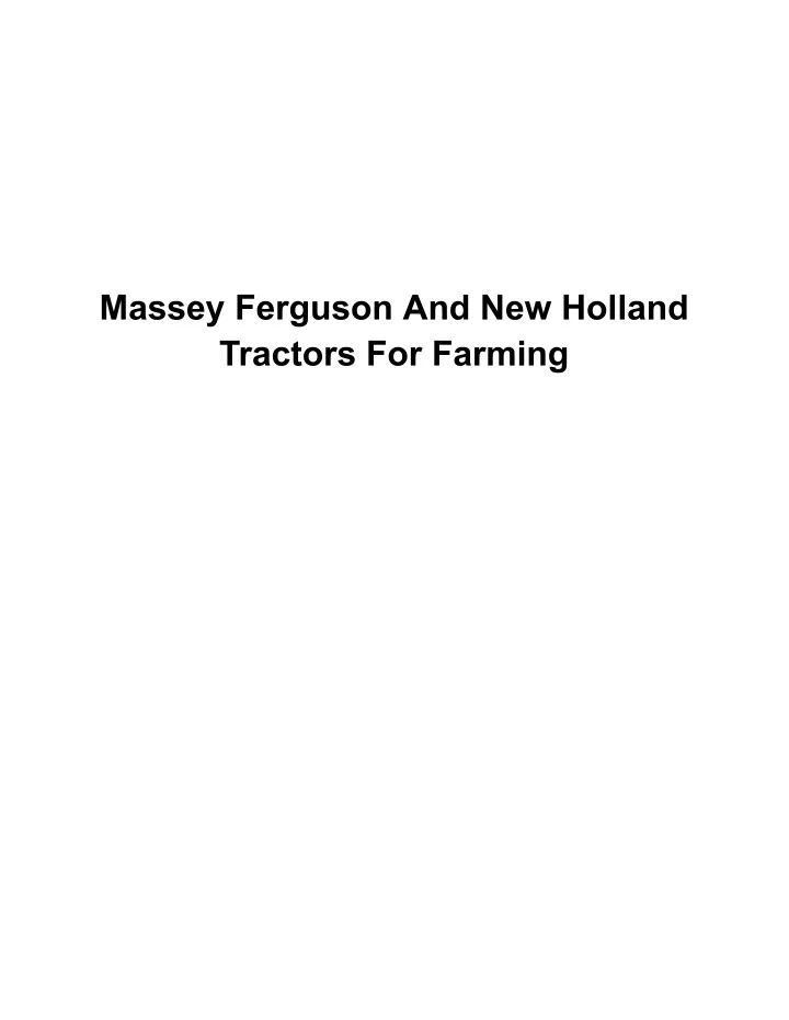 massey ferguson and new holland tractors