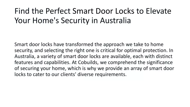 find the perfect smart door locks to elevate your