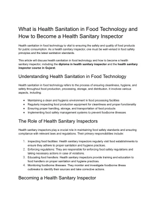 what is health sanitation in food technology