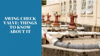 Swing Check Valve: Things to Know About It