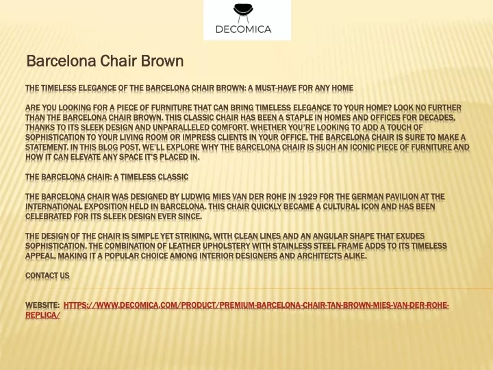 barcelona chair brown