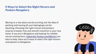 5 Ways to Select the Right Movers and Packers Bangalore