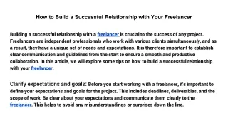 How to Build a Successful Relationship with Your Freelancer
