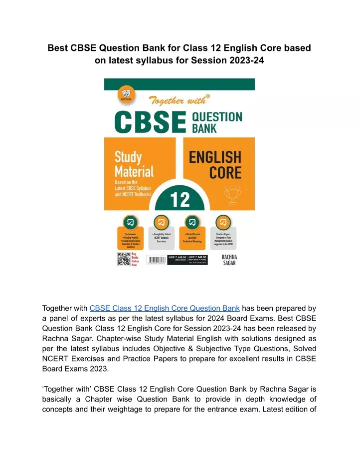 best cbse question bank for class 12 english core