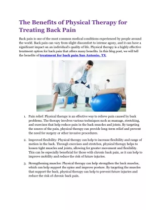 Treatment for Back Pain San Antonio, TX