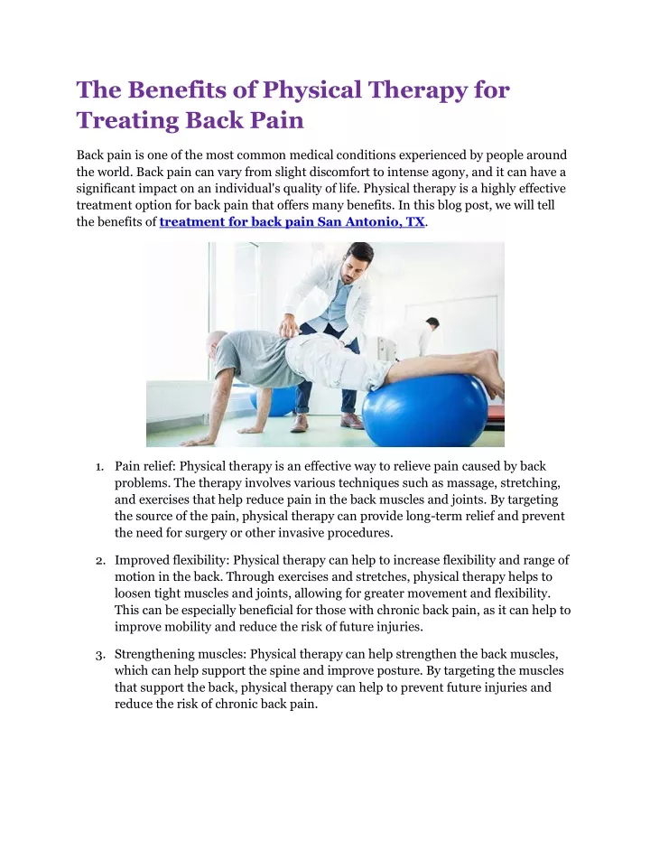 the benefits of physical therapy for treating