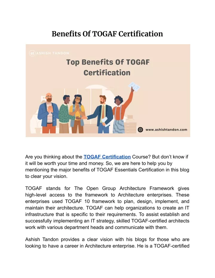 benefits of togaf certification