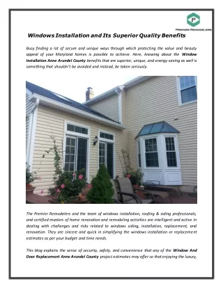 Windows Installation and Its Superior Quality Benefits