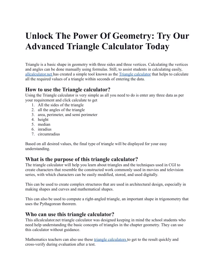 unlock the power of geometry try our advanced