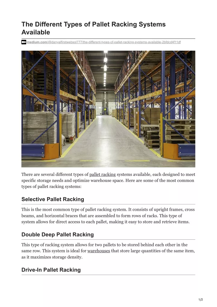 the different types of pallet racking systems