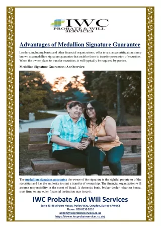 advantages of medallion signature guarantee