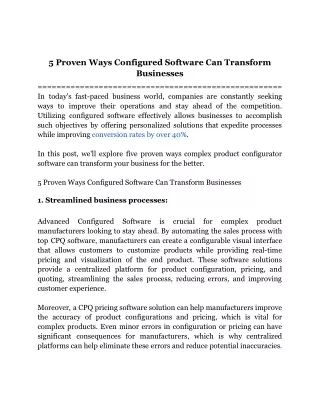 5 proven ways configured software can transform