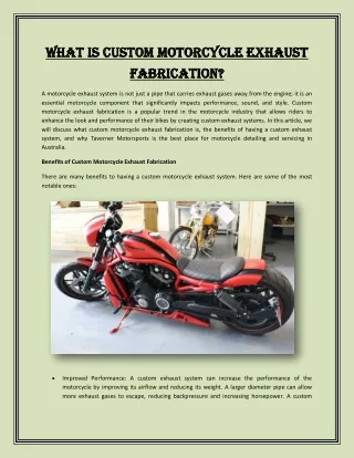 What Is Custom Motorcycle Exhaust Fabrication